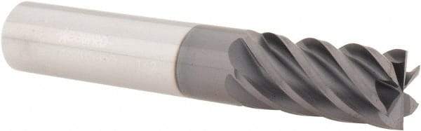 Accupro - 1/2", 1" LOC, 1/2" Shank Diam, 3" OAL, 6 Flute, Solid Carbide Square End Mill - Single End, AlTiN Finish, Spiral Flute, 40° Helix, Centercutting, Right Hand Cut, Right Hand Flute - Eagle Tool & Supply