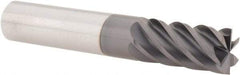 Accupro - 1/2", 1" LOC, 1/2" Shank Diam, 3" OAL, 6 Flute, Solid Carbide Square End Mill - Single End, AlTiN Finish, Spiral Flute, 40° Helix, Centercutting, Right Hand Cut, Right Hand Flute - Eagle Tool & Supply