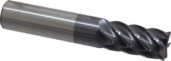 Accupro - 5/8", 1-1/4" LOC, 5/8" Shank Diam, 3-1/2" OAL, 6 Flute, Solid Carbide Square End Mill - Single End, AlTiN Finish, Spiral Flute, 40° Helix, Centercutting, Right Hand Cut, Right Hand Flute - Eagle Tool & Supply