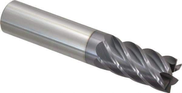 Accupro - 3/4", 1-1/2" LOC, 3/4" Shank Diam, 4" OAL, 6 Flute, Solid Carbide Square End Mill - Single End, AlTiN Finish, Spiral Flute, 40° Helix, Centercutting, Right Hand Cut, Right Hand Flute - Eagle Tool & Supply