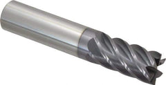 Accupro - 3/4", 1-1/2" LOC, 3/4" Shank Diam, 4" OAL, 6 Flute, Solid Carbide Square End Mill - Single End, AlTiN Finish, Spiral Flute, 40° Helix, Centercutting, Right Hand Cut, Right Hand Flute - Eagle Tool & Supply
