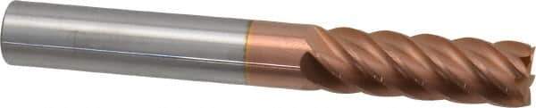 Accupro - 3/8", 1-1/8" LOC, 3/8" Shank Diam, 3" OAL, 6 Flute, Solid Carbide Square End Mill - Single End, TiCN Finish, Spiral Flute, 40° Helix, Centercutting, Right Hand Cut, Right Hand Flute - Eagle Tool & Supply