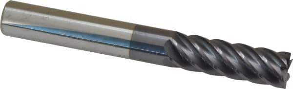 Accupro - 3/8", 1-1/8" LOC, 3/8" Shank Diam, 3" OAL, 6 Flute, Solid Carbide Square End Mill - Single End, AlTiN Finish, Spiral Flute, 40° Helix, Centercutting, Right Hand Cut, Right Hand Flute - Eagle Tool & Supply