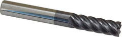 Accupro - 3/8", 1-1/8" LOC, 3/8" Shank Diam, 3" OAL, 6 Flute, Solid Carbide Square End Mill - Single End, AlTiN Finish, Spiral Flute, 40° Helix, Centercutting, Right Hand Cut, Right Hand Flute - Eagle Tool & Supply