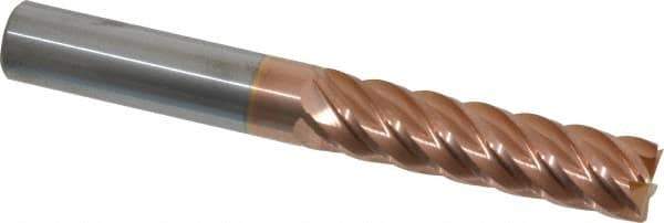 Accupro - 1/2", 2" LOC, 1/2" Shank Diam, 4" OAL, 6 Flute, Solid Carbide Square End Mill - Single End, TiCN Finish, Spiral Flute, 40° Helix, Centercutting, Right Hand Cut, Right Hand Flute - Eagle Tool & Supply