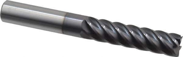Accupro - 1/2", 2" LOC, 1/2" Shank Diam, 4" OAL, 6 Flute, Solid Carbide Square End Mill - Single End, AlTiN Finish, Spiral Flute, 40° Helix, Centercutting, Right Hand Cut, Right Hand Flute - Eagle Tool & Supply
