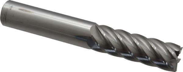 Accupro - 3/4", 2-1/4" LOC, 3/4" Shank Diam, 5" OAL, 6 Flute, Solid Carbide Square End Mill - Single End, Uncoated, Spiral Flute, 40° Helix, Centercutting, Right Hand Cut, Right Hand Flute - Eagle Tool & Supply