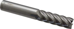 Accupro - 3/4", 2-1/4" LOC, 3/4" Shank Diam, 5" OAL, 6 Flute, Solid Carbide Square End Mill - Single End, Uncoated, Spiral Flute, 40° Helix, Centercutting, Right Hand Cut, Right Hand Flute - Eagle Tool & Supply