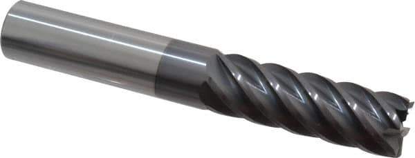 Accupro - 3/4", 2-1/4" LOC, 3/4" Shank Diam, 5" OAL, 6 Flute, Solid Carbide Square End Mill - Single End, AlTiN Finish, Spiral Flute, 40° Helix, Centercutting, Right Hand Cut, Right Hand Flute - Eagle Tool & Supply