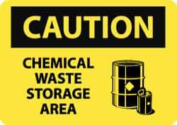 NMC - "Caution - Chemical Waste Storage Area", 10" Long x 14" Wide, Rigid Plastic Safety Sign - Rectangle, 0.05" Thick, Use for Hazardous Materials - Eagle Tool & Supply