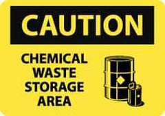 NMC - "Caution - Chemical Waste Storage Area", 10" Long x 14" Wide, Aluminum Safety Sign - Rectangle, 0.04" Thick, Use for Hazardous Materials - Eagle Tool & Supply