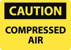NMC - "Caution - Compressed Air", 10" Long x 14" Wide, Aluminum Safety Sign - Rectangle, 0.04" Thick, Use for Accident Prevention - Eagle Tool & Supply