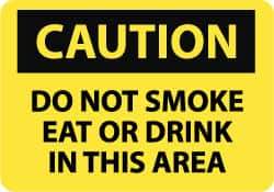 NMC - "Caution - Do Not Smoke Eat or Drink in This Area", 10" Long x 14" Wide, Aluminum Safety Sign - Rectangle, 0.04" Thick, Use for Accident Prevention - Eagle Tool & Supply