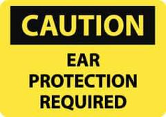 NMC - "Caution - Ear Protection Required", 10" Long x 14" Wide, Rigid Plastic Safety Sign - Rectangle, 0.05" Thick, Use for Accident Prevention - Eagle Tool & Supply