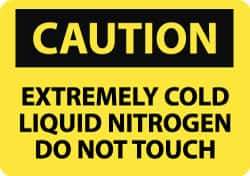 NMC - "Caution - Extremely Cold Liquid Nitrogen - Do Not Touch", 10" Long x 14" Wide, Rigid Plastic Safety Sign - Rectangle, 0.05" Thick, Use for Hazardous Materials - Eagle Tool & Supply