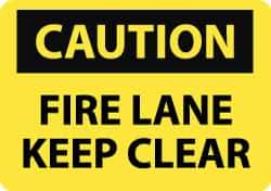 NMC - "Caution - Fire Lane - Keep Clear", 10" Long x 14" Wide, Pressure-Sensitive Vinyl Safety Sign - Rectangle, 0.004" Thick, Use for Accident Prevention - Eagle Tool & Supply