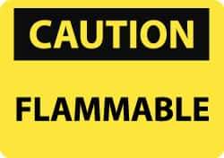 NMC - "Caution - Flammable", 10" Long x 14" Wide, Pressure-Sensitive Vinyl Safety Sign - Rectangle, 0.004" Thick, Use for Hazardous Materials - Eagle Tool & Supply