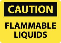 NMC - "Caution - Flammable Liquids", 10" Long x 14" Wide, Pressure-Sensitive Vinyl Safety Sign - Rectangle, 0.004" Thick, Use for Hazardous Materials - Eagle Tool & Supply