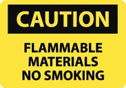 NMC - "Caution - Flammable Materials - No Smoking", 10" Long x 14" Wide, Rigid Plastic Safety Sign - Rectangle, 0.05" Thick, Use for Hazardous Materials - Eagle Tool & Supply