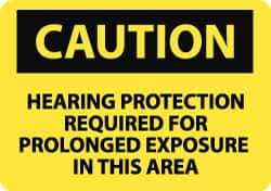 NMC - "Caution - Hearing Protection Required for Prolonged Exposure in This Area", 10" Long x 14" Wide, Rigid Plastic Safety Sign - Rectangle, 0.05" Thick, Use for Accident Prevention - Eagle Tool & Supply