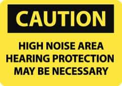 NMC - "Caution - High Noise Area - Hearing Protection May Be Necessary", 10" Long x 14" Wide, Rigid Plastic Safety Sign - Rectangle, 0.05" Thick, Use for Accident Prevention - Eagle Tool & Supply