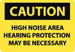 NMC - "Caution - High Noise Area - Hearing Protection May Be Necessary", 10" Long x 14" Wide, Aluminum Safety Sign - Rectangle, 0.04" Thick, Use for Accident Prevention - Eagle Tool & Supply