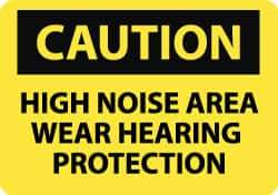 NMC - "Caution - High Noise Area - Wear Hearing Protection", 10" Long x 14" Wide, Rigid Plastic Safety Sign - Rectangle, 0.05" Thick, Use for Accident Prevention - Eagle Tool & Supply