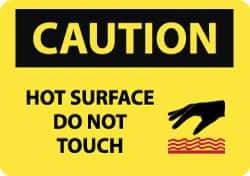 NMC - "Caution - Hot Surface - Do Not Touch", 10" Long x 14" Wide, Pressure-Sensitive Vinyl Safety Sign - Rectangle, 0.004" Thick, Use for Hazardous Materials - Eagle Tool & Supply