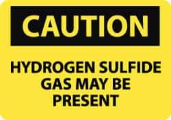 NMC - "Caution - Hydrogen Sulfide Gas May Be Present", 10" Long x 14" Wide, Rigid Plastic Safety Sign - Rectangle, 0.05" Thick, Use for Hazardous Materials - Eagle Tool & Supply