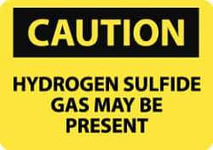 NMC - "Caution - Hydrogen Sulfide Gas May Be Present", 10" Long x 14" Wide, Pressure-Sensitive Vinyl Safety Sign - Rectangle, 0.004" Thick, Use for Hazardous Materials - Eagle Tool & Supply