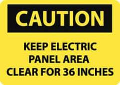 NMC - "Caution - Keep Electric Panel Area Clear for 36 Inches", 10" Long x 14" Wide, Rigid Plastic Safety Sign - Rectangle, 0.05" Thick, Use for Accident Prevention - Eagle Tool & Supply