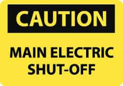 NMC - "Caution - Main Electric Shut-Off", 10" Long x 14" Wide, Aluminum Safety Sign - Rectangle, 0.04" Thick, Use for Accident Prevention - Eagle Tool & Supply