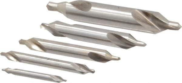 Keo - 5 Piece, #1 to 5, Plain Edge, Cobalt Combo Drill & Countersink Set - 60° Incl Angle - Eagle Tool & Supply