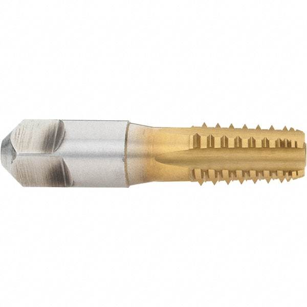 Hertel - 1/4-18 NPT, 5 Flutes, TiN Coated, High Speed Steel, Interrupted Thread Pipe Tap - Regular Hook - Eagle Tool & Supply