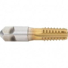 Hertel - 1/4-18 NPT, 5 Flutes, TiN Coated, High Speed Steel, Interrupted Thread Pipe Tap - Regular Hook - Eagle Tool & Supply