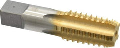 Hertel - 1/2-14 NPT, 5 Flutes, TiN Coated, High Speed Steel, Interrupted Thread Pipe Tap - Regular Hook - Eagle Tool & Supply