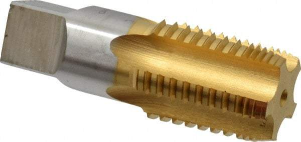 Hertel - 1 - 11-1/2 NPT, 5 Flutes, TiN Coated, High Speed Steel, Interrupted Thread Pipe Tap - Regular Hook - Eagle Tool & Supply
