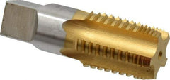 Hertel - 1 - 11-1/2 NPT, 5 Flutes, TiN Coated, High Speed Steel, Interrupted Thread Pipe Tap - Regular Hook - Eagle Tool & Supply