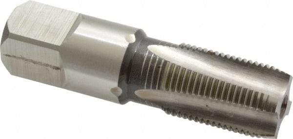 Hertel - 3/8-19" BSPF, 4 Flutes, Plug Chamfer, Bright Finish, High Speed Steel British Standard Pipe Tap - 1-1/16" Thread Length, 2-9/16" Overall Length - Exact Industrial Supply