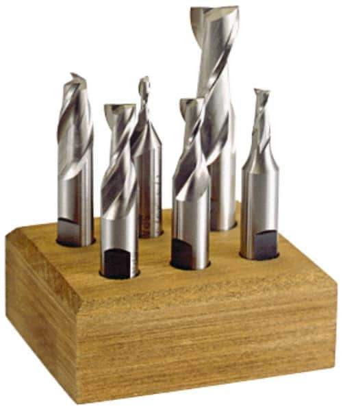 Hertel - 1/8 to 1/2", 2 Flute End Mill Set - Uncoated, Cobalt, 3/8, 1/2" Shank Diam, Centercutting - Eagle Tool & Supply