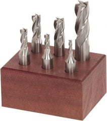 Hertel - 1/8 to 1/2", 4 Flute End Mill Set - Uncoated, Cobalt, 3/8, 1/2" Shank Diam, Centercutting - Eagle Tool & Supply