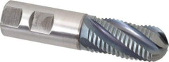 Hertel - 1" Diam, Coarse Pitch, 2" LOC, 5 Flute Cobalt Roughing Ball End Mill - TiCN Finish, 4-1/2" OAL, 1" Shank Diam, Single End, Centercutting, 30° Helix - Eagle Tool & Supply