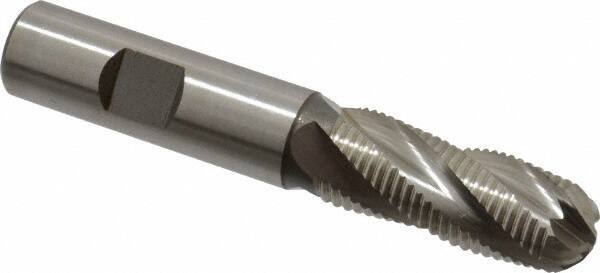 Hertel - 5/8" Diam, Fine Pitch, 1-5/8" LOC, 4 Flute Cobalt Roughing Ball End Mill - Uncoated, 3-3/4" OAL, 5/8" Shank Diam, Single End, Centercutting, 30° Helix - Eagle Tool & Supply