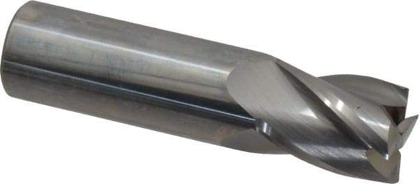 Hertel - 3/4", 1" LOC, 3/4" Shank Diam, 3" OAL, 4 Flute, Solid Carbide Square End Mill - Single End, Uncoated, Spiral Flute, 30° Helix, Centercutting, Right Hand Cut, Right Hand Flute - Eagle Tool & Supply