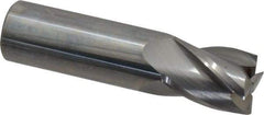 Hertel - 3/4", 1" LOC, 3/4" Shank Diam, 3" OAL, 4 Flute, Solid Carbide Square End Mill - Single End, Uncoated, Spiral Flute, 30° Helix, Centercutting, Right Hand Cut, Right Hand Flute - Eagle Tool & Supply