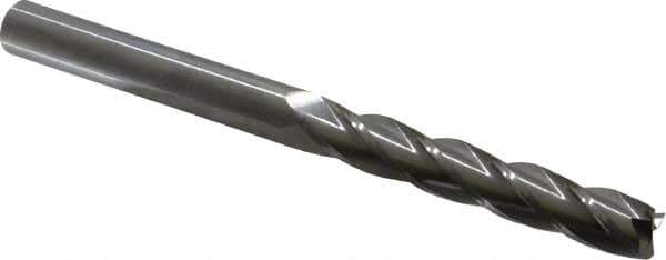 Hertel - 1/2", 3" LOC, 1/2" Shank Diam, 6" OAL, 4 Flute, Solid Carbide Square End Mill - Single End, Uncoated, Spiral Flute, 30° Helix, Centercutting, Right Hand Cut, Right Hand Flute - Eagle Tool & Supply