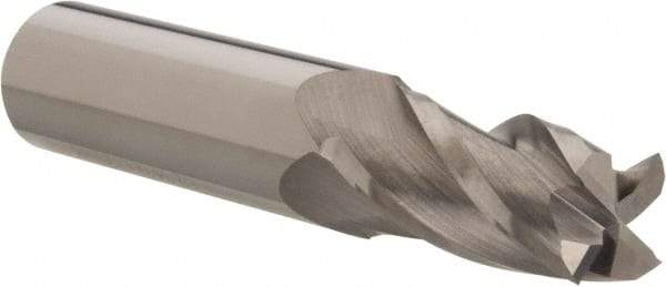 Hertel - 11/16", 1-1/2" LOC, 3/4" Shank Diam, 4" OAL, 4 Flute, Solid Carbide Square End Mill - Single End, Uncoated, Spiral Flute, 30° Helix, Centercutting, Right Hand Cut, Right Hand Flute - Eagle Tool & Supply