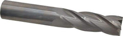 Hertel - 1", 3" LOC, 1" Shank Diam, 6" OAL, 4 Flute, Solid Carbide Square End Mill - Single End, Uncoated, Spiral Flute, 30° Helix, Centercutting, Right Hand Cut, Right Hand Flute - Eagle Tool & Supply