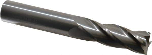 Hertel - 3/4", 2-1/4" LOC, 3/4" Shank Diam, 5" OAL, 4 Flute, Solid Carbide Square End Mill - Single End, Uncoated, Spiral Flute, 30° Helix, Centercutting, Right Hand Cut, Right Hand Flute - Eagle Tool & Supply