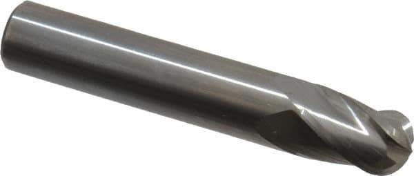 Hertel - 7/16" Diam, 5/8" LOC, 4 Flute Solid Carbide Ball End Mill - Uncoated, Single End, 2-1/2" OAL, 7/16" Shank Diam - Eagle Tool & Supply